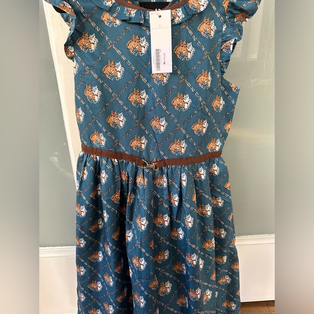 NWT Janie and Jack green print dress! Sz 8